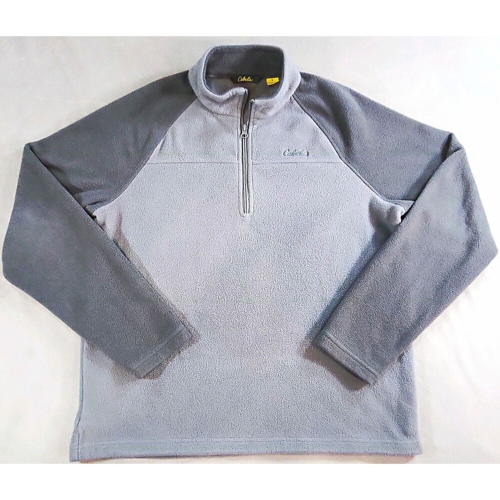 Cabela's Men's Gray 1/4 Zip Fleece Pullover Sweatshirt w/ Logo, Size M